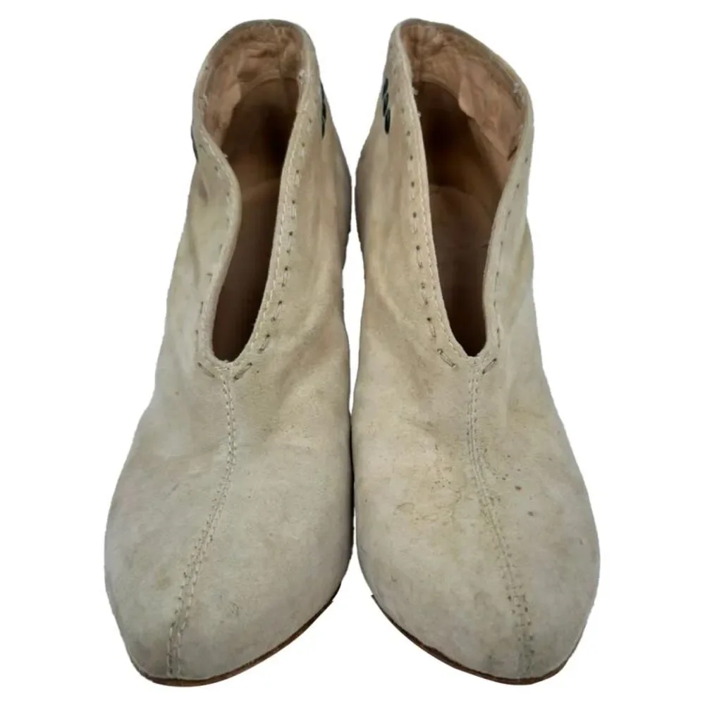 Giuseppe Zanotti Wedge Ankle Boots in Beige Suede